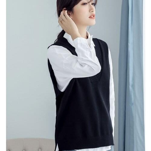 2021 Women Sweater Spring Autumn Wool Vest Sleeveless V-Neck Knitted Vests Long Sections Poullover Vest Female Jumper Pull Femme