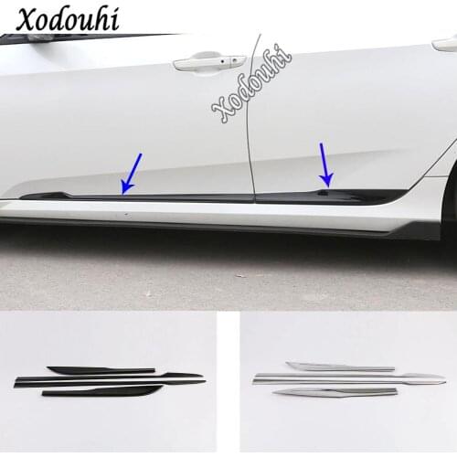 Car Detector Side Door Body Cover Trim Sticker Strips Molding Bumper Frame Parts 4pcs For Honda Civic 10th Sedan 2019 2020 2021