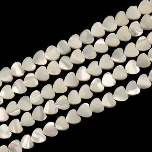 6mm Heart Shape Natural Mother Of Pearl Shell Beads,Flat Round Loose Spacer Beads,Straight Hole Stone Beads,15.5"/String