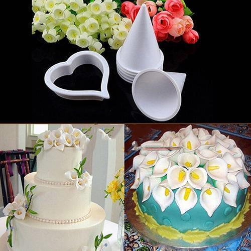 7Pc/Set Calla Lily Flower Silicone Cookie Cutter Mold Fondant Cake Sugar Craft Pastry Paste Icing Cutting Decoration Baking Tool