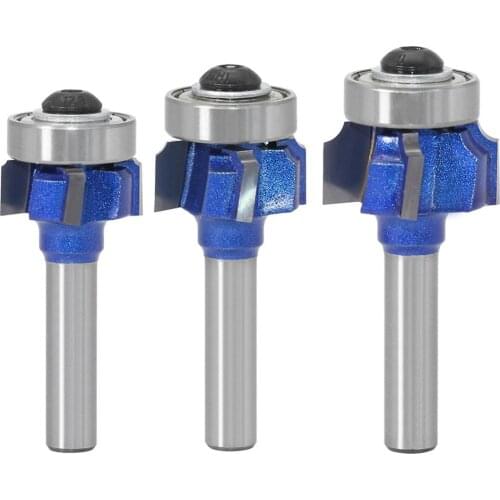 3 Pieces 8mm Shank R1mm R2mm R3mm Radius Corner Rounding Router Bits Set Edge Trimmers 4 Cutting Edges Wood Milling Cutters Kit