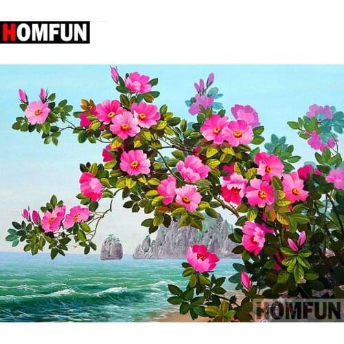 HOMFUN Full Square/Round Drill 5D DIY Diamond Painting "Flower painting" 3D Diamond Embroidery Cross Stitch Home Decor A19104