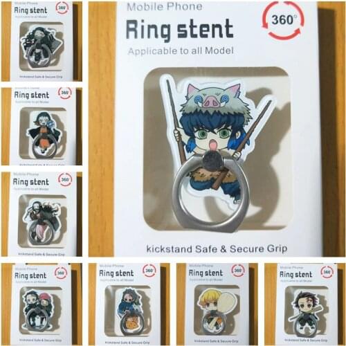 Anime Demon Slayer Kimetsu no Yaiba Kamado Tanjirou Cosplay Props Agatsuma Zenitsu Phone Holder Ring Foothold Adjustable Stand