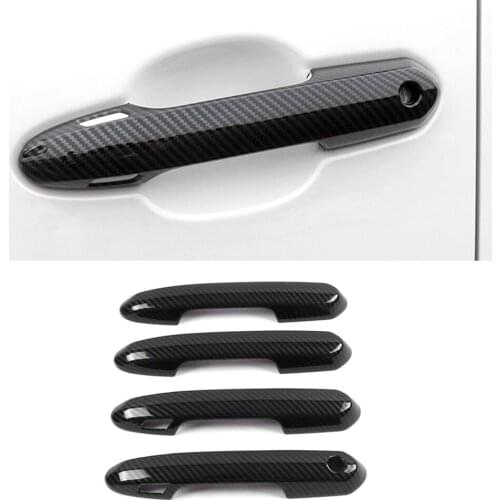 Car Accessories ABS Carbon Gate Door Handle Trim Frame Sticker Cover Exterior Decoration Moulding for Toyota RAV4 XA50 2019-2021