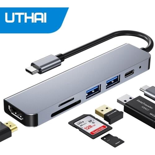 C47 Type-C Multi Adapter to HDMI-compatible 4K USB3.0 SD TF Converter For Macbook Pro 7 In 1 Dock Station For SWITCH PD Charging