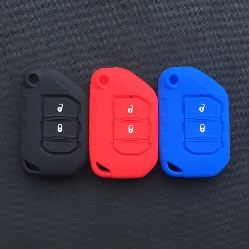 Fit for Jeep 2018 2 button2019 Wrangler JL JLU Flip Remote Protected silicone rubber cover case skin cap set hood shell keychain