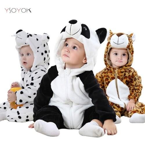 Baby Rompers New Born Baby Clothes Winter Boys Girls Jumpsuits Kigurumi Onesies Animal Panda unicorn Pajamas Ropa Bebe Costumes