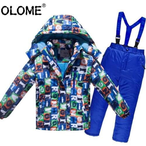 Kids Ski Suit Girls Boys Skiwear Children Snow Suit Kids Boys Anorak Kids Girls Parka OLOME Snow Jacket Set Toddler Winter Suit