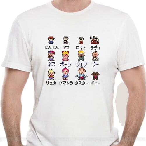 Mens T-Shirts Mother EarthBound Protagonist Short Sleeve RPG Ness Lucas Giygas Video Game T Shirt Round Collar