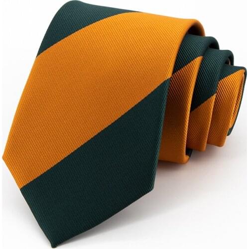 New High Quality Yellow Striped 8CM Tie for Men Mariage Business Dress Office Necktie Cravate Wedding Gifts With Box