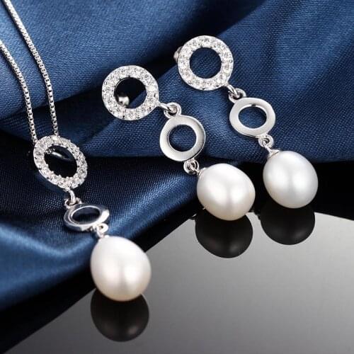 HENGSHENG white pink purple black natural freshwater pearl jewelry sets for women, pendant&earrrings sets