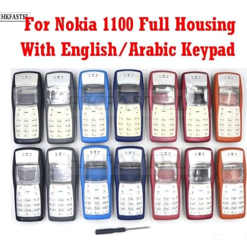 HKFASTEL New high quality Cover For Nokia 1100 Full Mobile Phone housing cover case English / Arabic Keypad Keyboard Tool
