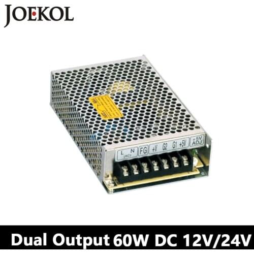 Switching Power Supply 60W 12V 24V,Double Output AC-DC Power Supply For Led Strip,transformer AC 110v/220v To DC 12v/24v