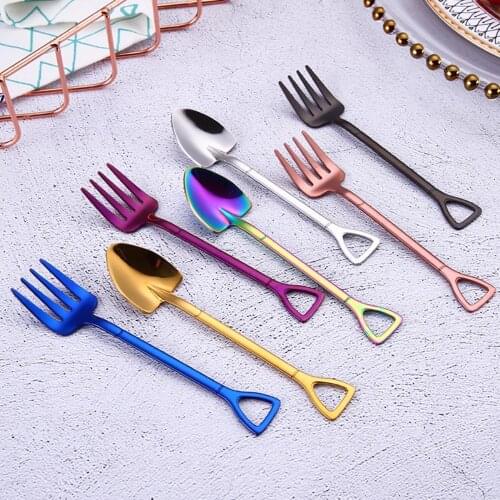 Stainless Steel Shovel Spoons Colorful Spoon for Fork Coffee Ice Cream Tea Soup Kitchen Accessories Tools