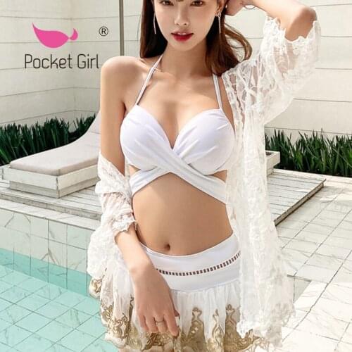 Pocket Girl 2021 Womens Swimming Suit Women Two Piece Push Up Padded Bikini Swimwear Bathing Suit Monokini Swimsuit Biquini