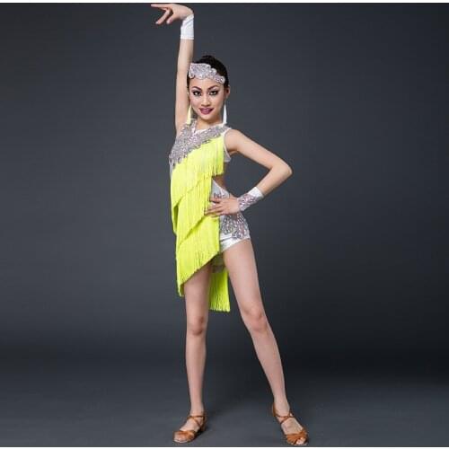 High Quality Fringed Latin Dance Costume Children Rumba Tango Cha Cha Competition Dance Wear Ballroom Dancing Dresses for Kids