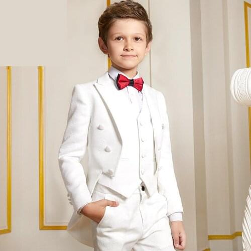 5 Pieces jacket+pants+Vest Big Childrens Tuxedo Boyssuit Small Stage Show Flower Piano Performance Dress Jacket size 110-170