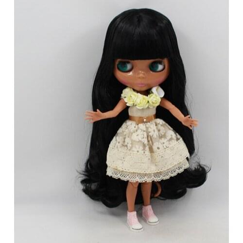 Nude blyth Doll ,joint body doll black hair black skin ,KSM 0006 Factory doll Suitable For DIY Change BJD Toy For Girls
