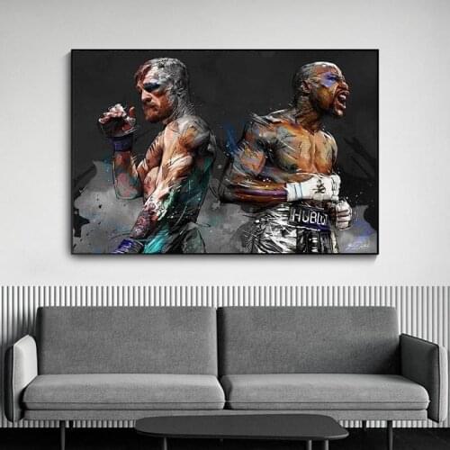 Mayweather McGregor Fight Boxing Star Sports Poster Abstract Canvas Painting Art Print for Boys Bedroom Home Decor Wall Picture