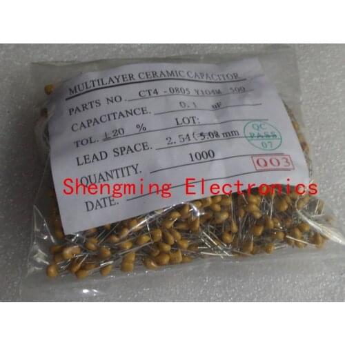 1000pcs Multilayer ceramic capacitor 100nF 0.1uF 104m 50V 2.54mm B104m