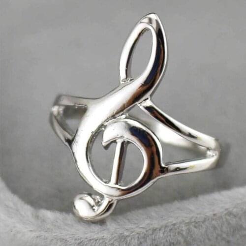 Fashion silver Color Treble Clef Ring Latest cartoon surrounding sound Ringr non-mainstream music notation retro note ring