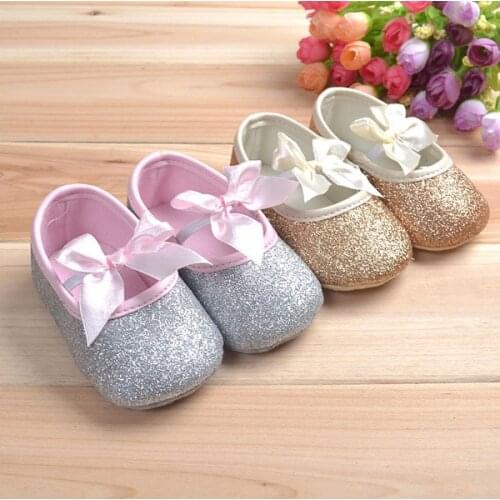 0-18 Months Baby Girl Shallow Golden&Silver Bling Shoes Girls Princess Moccasins Anti-slip Cotton Toddler Soft Sole Shoes