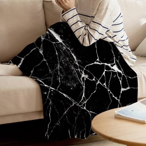 Marble Texture Watercolor Cracks Printed Flannel Blanket Soft Throw Blanket Machine Washable Blankets for Beds