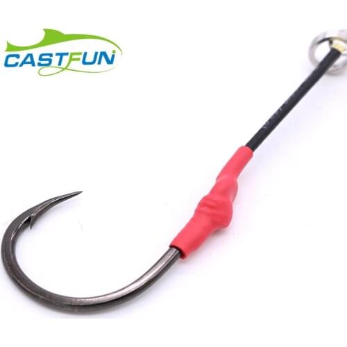Mustad Jigging Assist Hook 3/0 5/0 7/0 8/0 9/0 Slow Jig Hook Kevlar Line Split Ring Solid Ring Metal Jig Fishing 4Pcs/bag