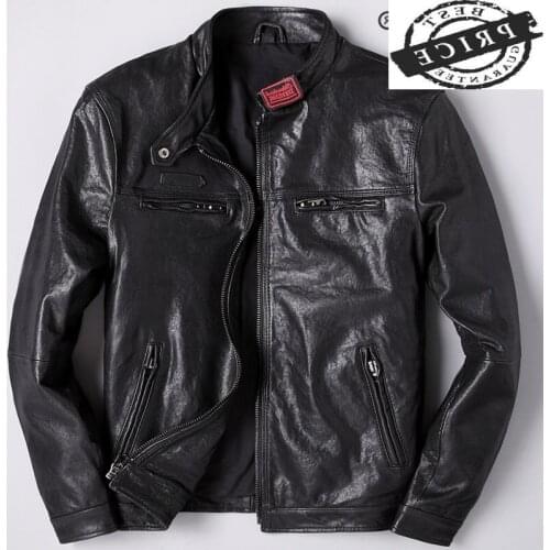 Leather Fashion Genuine Jacket Men Clothes 2021 Streetwear Mens Autumn Sheepskin Coat Casual Slim Fit Moto Jackets LW1212