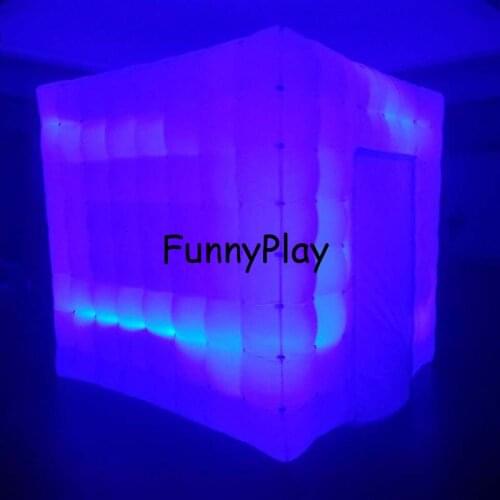 Inflatable photo booth commercial LED light photo booth,inflatable cube tent with led lights,inflatable white promotion tent