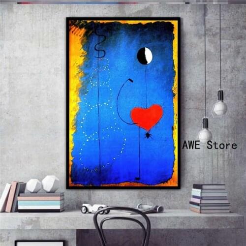 Joan Miro " Dancers Heart Love " Art Canvas Print Painting Joan Miro Abstract Famous Wall Picture Living Room Home Decor Poster