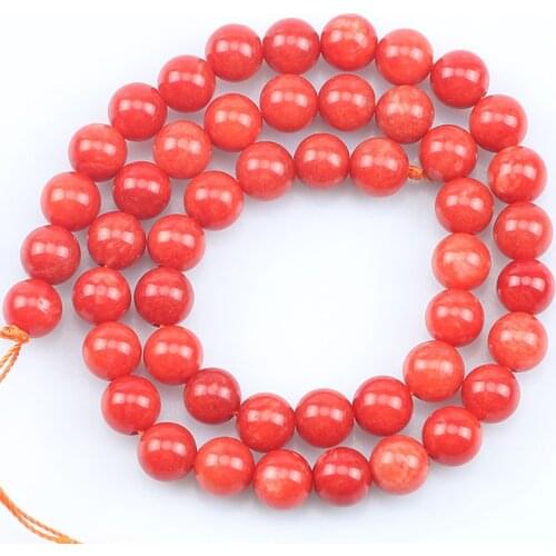 Natural Stone Russia Coral Red Jades Bead Smooth Round Loose Spacer Beads For Jewelry Making Diy Bracelet Necklace 6/8/10/12mm