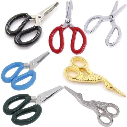 6Styles 1:12 Dollhouse Miniatures Accessories Simulation Crafts Toys Metal Sewing Scissors Furniture Toy Mini Metal Scissors