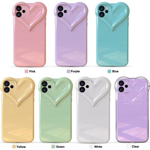 Solid Color Cute Heart Camera Protection Case for iPhone 12 11 Pro XS Max XR 8 Plus SE 2020 Shockproof Washable Soft TPU Cover