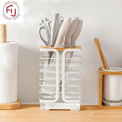 Knife Stand Holder For Kitchen With Tray Drain Multifunctional Countertop Storage And Sorting Iron Knife Racks