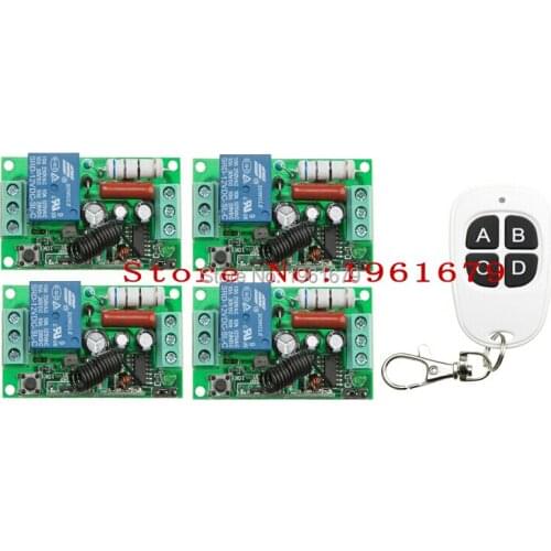 RF Wireless Remote Control AC 220 V 10 A 1 channel 4 * Receiver +1* Transmitter Black - white classic 4 key