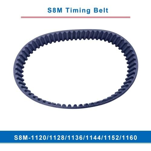 Timing belt S8M-1120/1128/1136/1144 /1152/1160 teeth pitch 8 mm circular teeth belt width 20/25/30/40 mm for 8M timing pulley