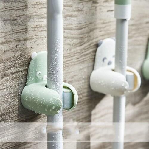 Mop Hooks, Self Adhesive Traceless Mop Holder Hook Broom Shelf Mop Clamp for Kitchen Bathroom Office，Cute Mop Hooks