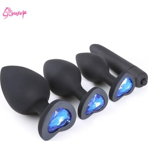 Silicone Anal Plug Removable Jewel Decoration Diamond Sex Toys for Women Men Gay Heart Anal Bead Bullet Vibrator Optional