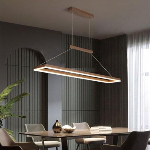 Nordic Gold Brown Lustre Rectangle LED Long Chandelier for Living Dining Room Corridor Kitchen Home Indoor Decor Light Fixture