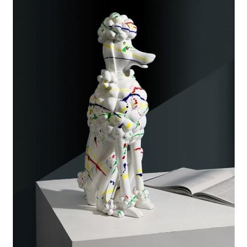 Nordic Home Decor Creative Big Statue Graffiti Animal Sculpture Room Decoration Poodle Dog Sculpture Arts Crafts Holiday Gifts
