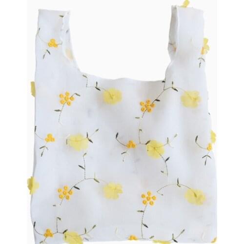 Fairy Net Yarn Bag Portable Small Flower Three-dimensional Clear Shopping Bag Summer New