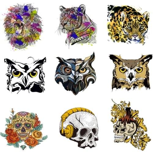 Iron-on Transfers for Clothing Patches for Clothes Tiger Stickers Diy Skull Patch Flex Fusible Transfer Vinyl Adhesive Stripe I