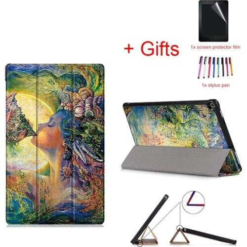 Slim Case for Amazon Kindle New Fire HD 10 2017 2019 10.1" Tablet Lightweight Smart Magnet Foldable Stand Cover case+film+stylus