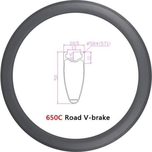 LIENGU 650C 50mm Road Bike Carbon Rim 25mm Width V-brake Basalt Surface Track Bicycle Rims UD 3K 12K 16 18H 21H 24H 28H 32H 36H