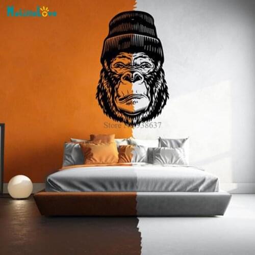 The Head Of A Gorilla With And A Hat Decal Living Room Bedroom Decor Removable Vinyl Wall Sticker Self-adhesive Murals BD230