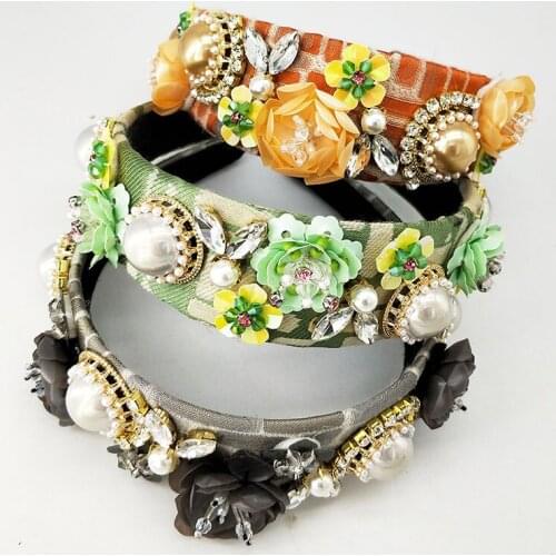 Ladies Rhinestone lattice Pearl Headband lattice Fake Pearl Hairband Wavy Headband Trend Jewelry Hair Decoration Hair Bundle