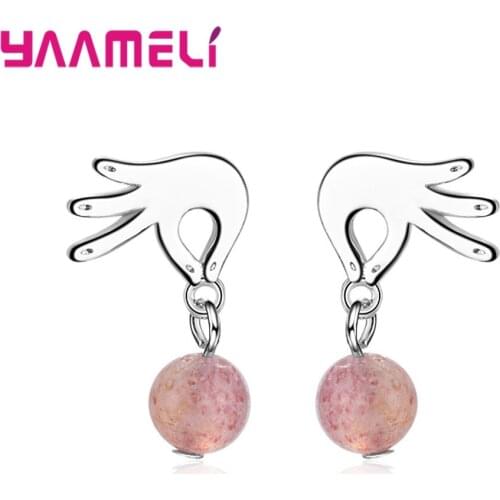 New Summer Lovely Classic Romantic 925 Silver Earrings For Women Geometry Circle Simulated Natural Stone Brinco