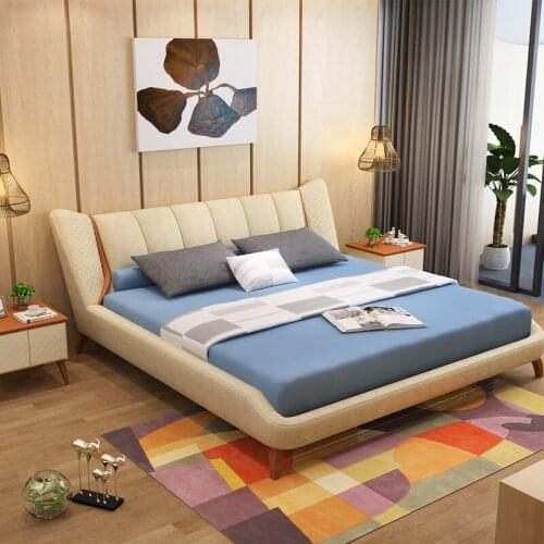 1.5 or 1.8 m new arrivel solid wood frame fabric soft bedroom furniture #CE-100