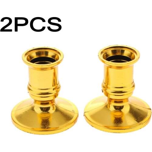 1 Pair Of Plastic Pillar Candle Base Candle Holders Traditional Shape Fits Standard Candlestick Gold